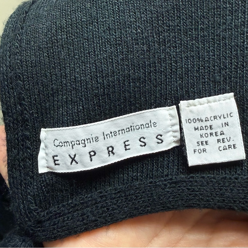 1990 Express poncho solid black knit shoulder lon… - image 2